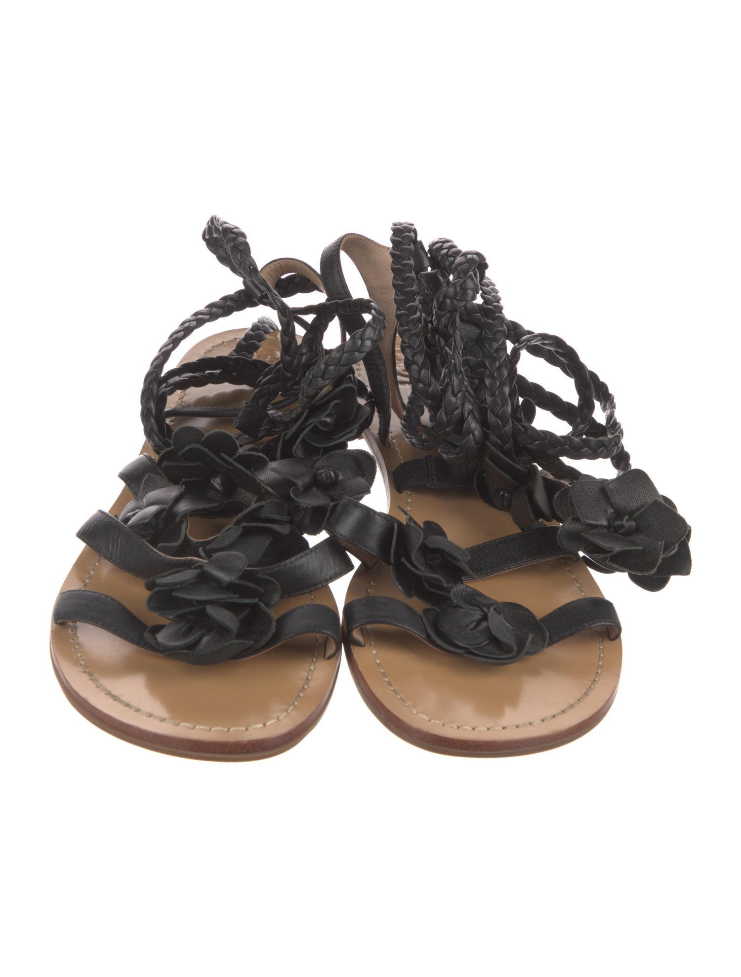 Tory Burch Leather Braided Accents Gladiator Sandals